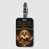 Gouden Boeddha in serene meditatie Bagagelabel (Voorkant (verticaal))