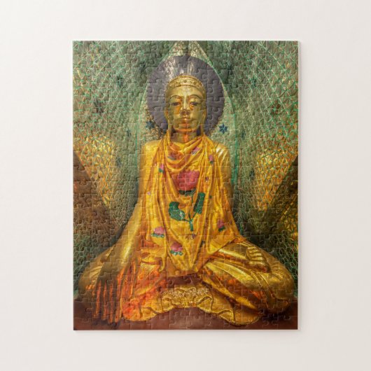 Gouden Boeddha in tempel Legpuzzel (Verticaal)