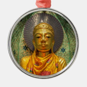 Gouden Boeddha in tempel Metalen Ornament