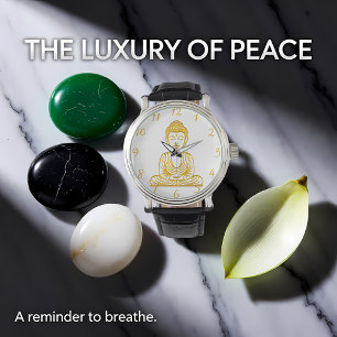 Gouden Boeddha in vredige houding Horloge