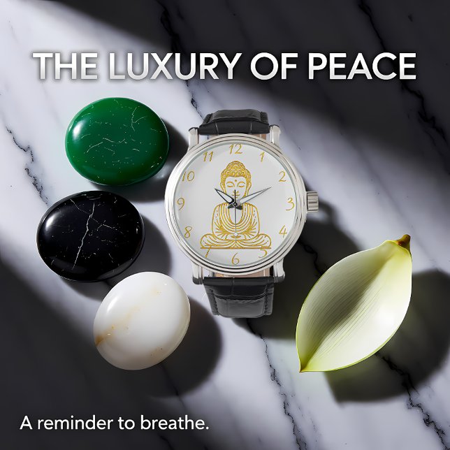 Gouden Boeddha in vredige houding Horloge (Creator heeft geüpload)