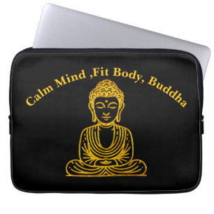 Gouden Boeddha in Vredige Houding Laptop Sleeve