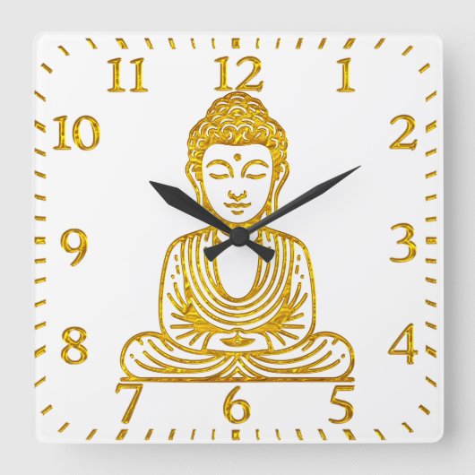 Gouden Boeddha in vredige houding Vierkante Klok (Voorkant)