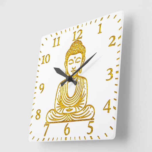Gouden Boeddha in vredige houding Vierkante Klok (Hoek)