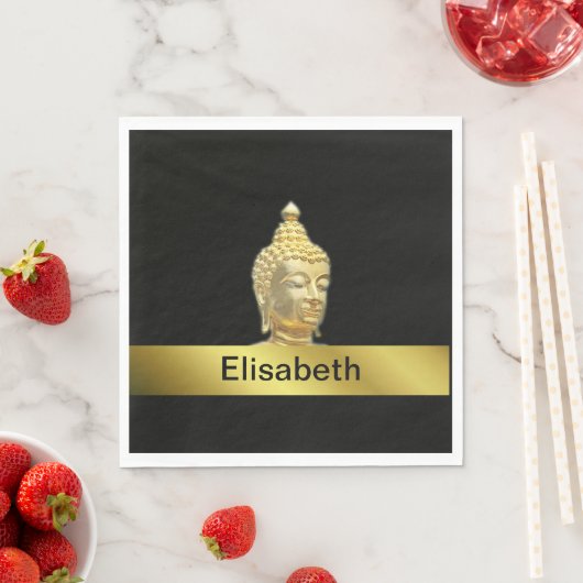 gouden boeddha in zwarte papieren servetten (Insitu)