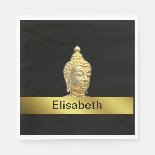 gouden boeddha in zwarte papieren servetten (Voorkant)