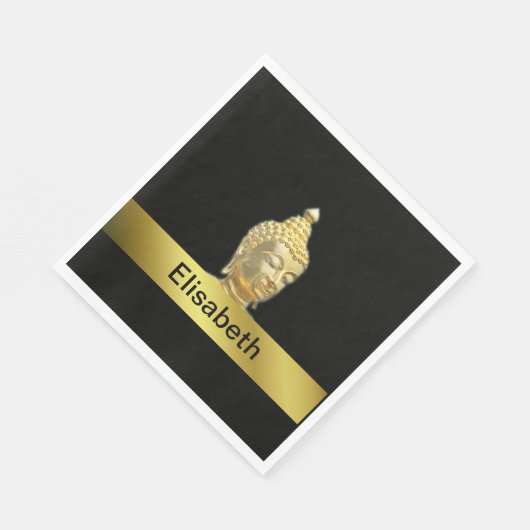 gouden boeddha in zwarte papieren servetten (Hoek)