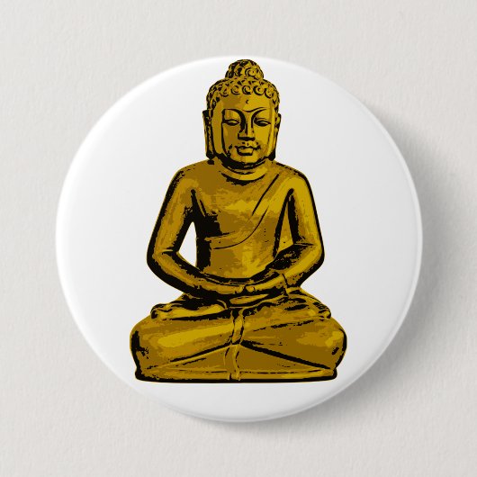 Gouden Boeddha Knop Ronde Button 7,6 Cm (Voorkant)