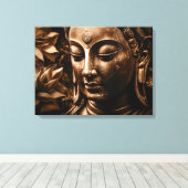 Gouden Boeddha Lotus Bloem Stretched Canvas Print (Insitu (Houten vloer))