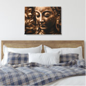 Gouden Boeddha Lotus Bloem Stretched Canvas Print (Insitu (Slaapkamer))