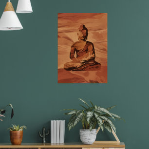Gouden Boeddha Meditatie Kunst Poster Spiritueel