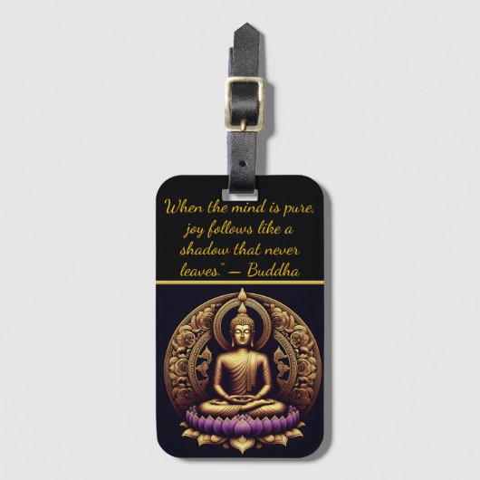 Gouden Boeddha mediteert in lotus. Bagagelabel (Voorkant (verticaal))