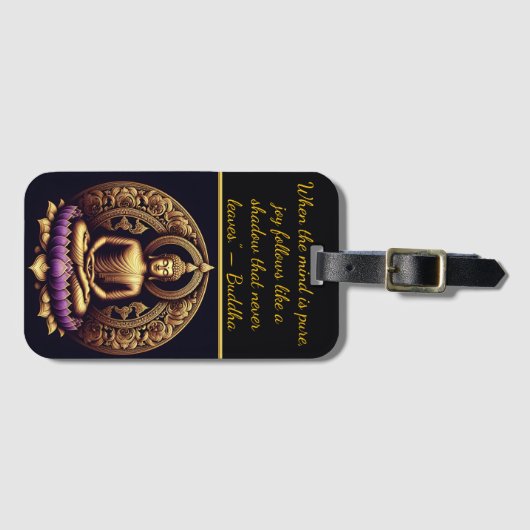 Gouden Boeddha mediteert in lotus. Bagagelabel (Voorkant (horizontaal))