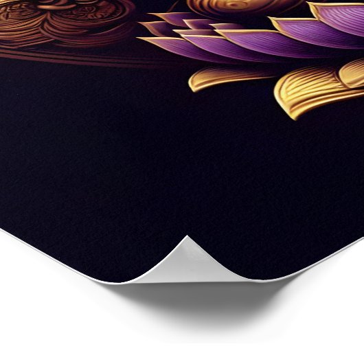 Gouden Boeddha mediteert in lotus. Poster (Hoek)