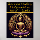Gouden Boeddha mediteert in lotus. Poster (Voorkant)