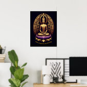 Gouden Boeddha mediteert in lotus. Poster (Thuiskantoor)