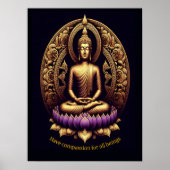 Gouden Boeddha mediteert in lotus. Poster (Voorkant)