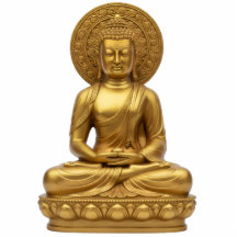 Gouden Boeddha met nimbus halo 2D beeld