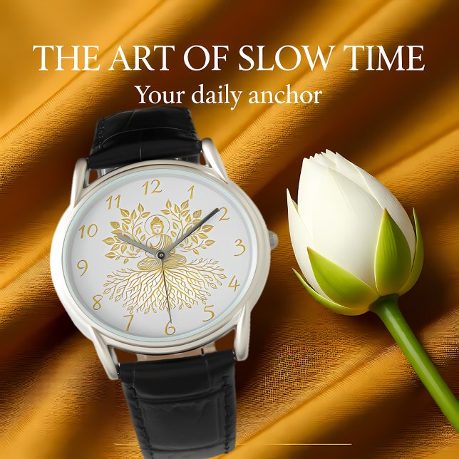 Gouden Boeddha omringd door Natuur. Horloge (Creator heeft geüpload)