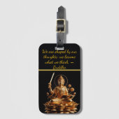 Gouden Boeddha op Lotus troon Bagagelabel (Voorkant (verticaal))