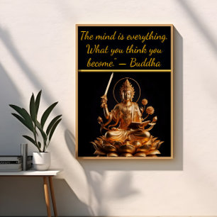 Gouden Boeddha op Lotus troon Poster