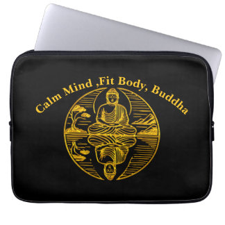 Gouden Boeddha reflecteert in serene wateren Laptop Sleeve