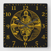 Gouden Boeddha reflecteert in serene wateren Vierkante Klok (Voorkant)