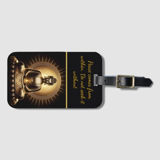 Gouden Boeddha straalt rust uit. Bagagelabel (Voorkant (horizontaal))