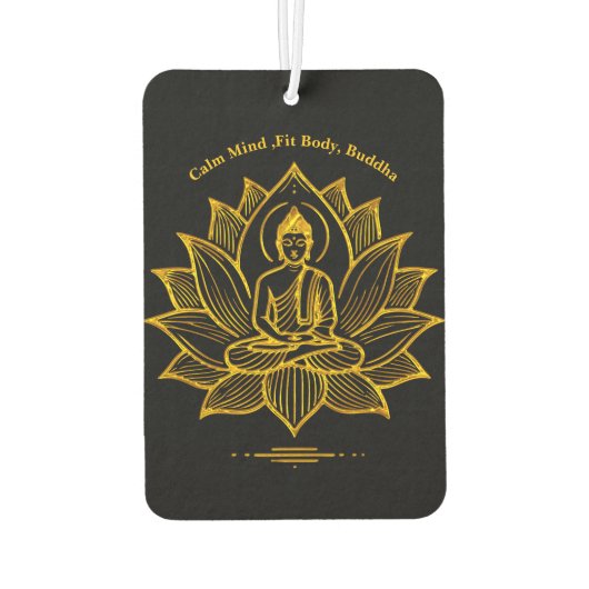 Gouden Boeddha te midden van bloeiende lotusbloeme Luchtverfrisser (Achterkant)