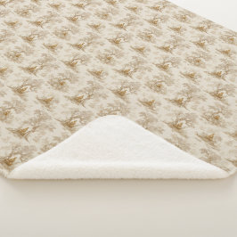 Gouden Boeddha Toile de Jouy Klassiek Patroon Sherpa Deken