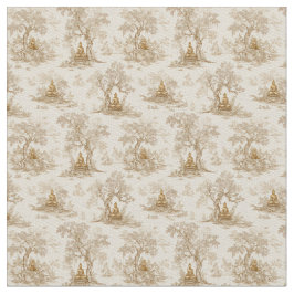 Gouden Boeddha Toile de Jouy Klassiek Patroon Stof