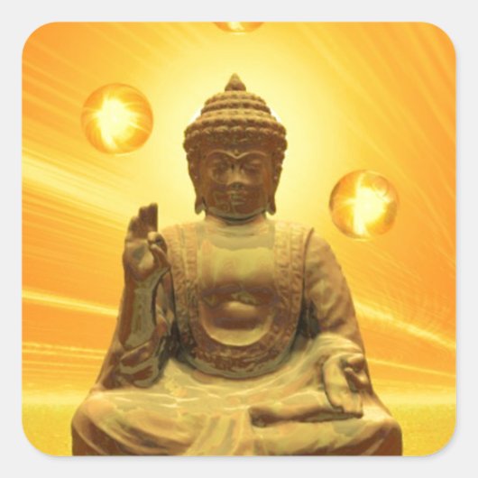 Gouden Boeddha Vierkante Sticker (Voorkant)
