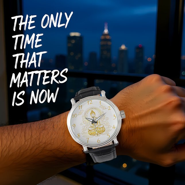 Gouden Boeddha zit in de Lotus Pose. Horloge (Creator heeft geüpload)