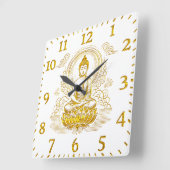 Gouden Boeddha zit in de Lotus Pose. Vierkante Klok (Hoek)