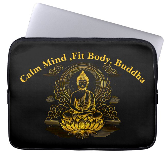 Gouden Boeddha Zittend in Lotus Pose Laptop Sleeve (Voorkant)