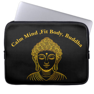 Gouden Boeddhabeeld in een rustige omgeving Laptop Sleeve