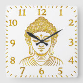 Gouden Boeddhabeeld in een rustige omgeving Vierkante Klok (Voorkant)