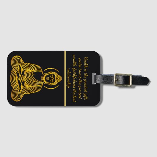 Gouden Boeddhabeeld in meditatie Bagagelabel (Voorkant (horizontaal))