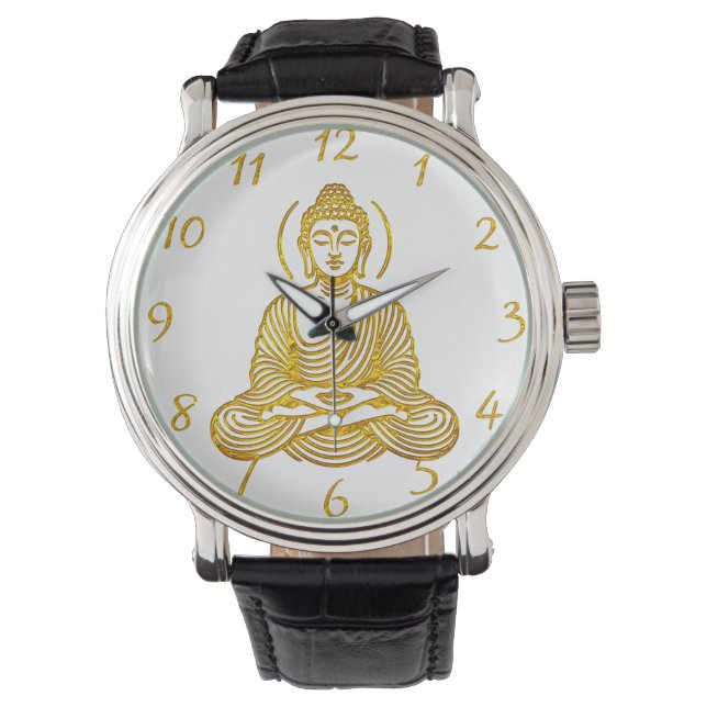 Gouden Boeddhabeeld in meditatie Horloge (Voorkant)