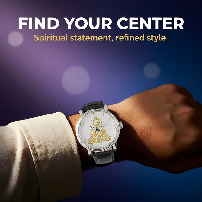 Gouden Boeddhabeeld in meditatie Horloge (Creator heeft geüpload)