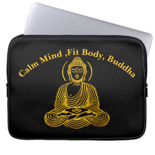 Gouden Boeddhabeeld in meditatie Laptop Sleeve