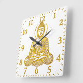 Gouden Boeddhabeeld in meditatie Vierkante Klok (Hoek)