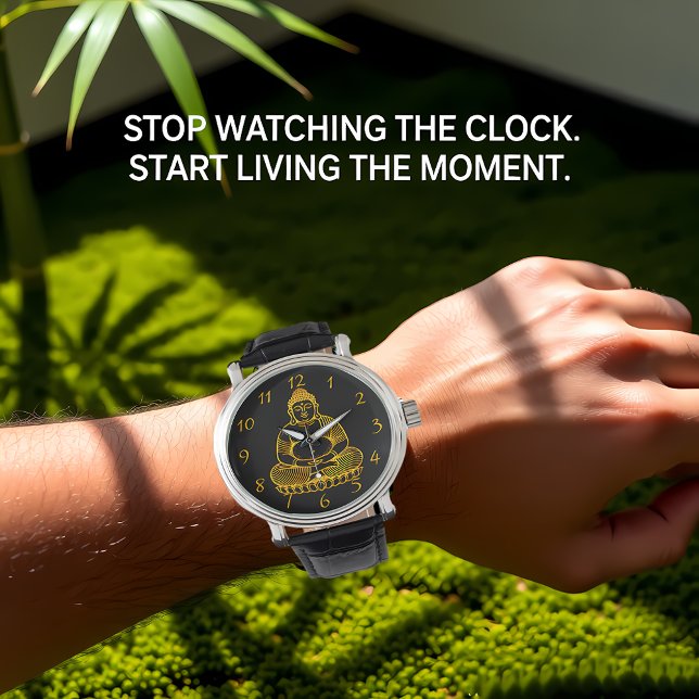 Gouden Boeddhabeeld Mediteren in een vredige houdi Horloge (Creator heeft geüpload)