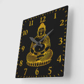 Gouden Boeddhabeeld Mediteren in een vredige houdi Vierkante Klok (Hoek)