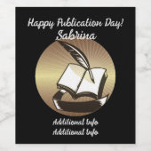 Gouden boek en quill wijn etiket (Enkel label)