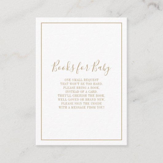 Gouden Boeken voor Baby shower Insert Informatiekaartje (Voorkant)