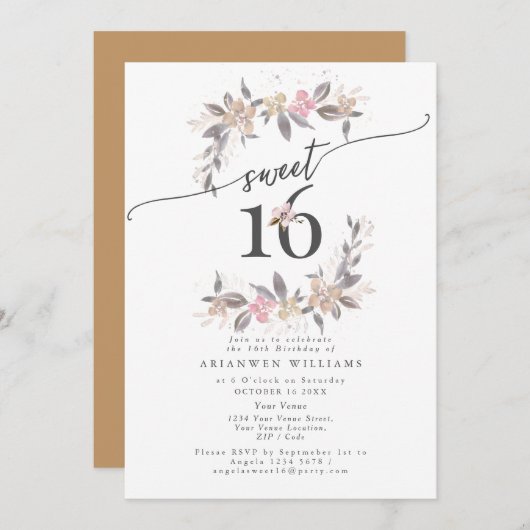 Gouden boeket Herfst roos Sweet 16 Kaart (Voorkant / Achterkant)