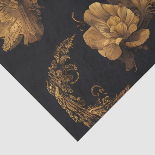 Gouden Boerderij Haan op Zwart Tissuepapier (Detail)