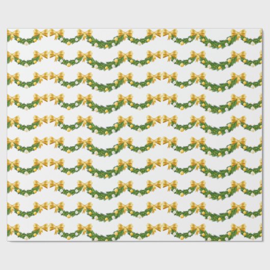 Gouden Bogen En Gekocht Kerst Gift Wrapping Paper Cadeaupapier (Vlak)