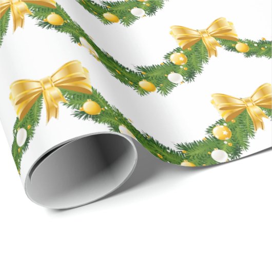Gouden Bogen En Gekocht Kerst Gift Wrapping Paper Cadeaupapier (Rol Hoek)